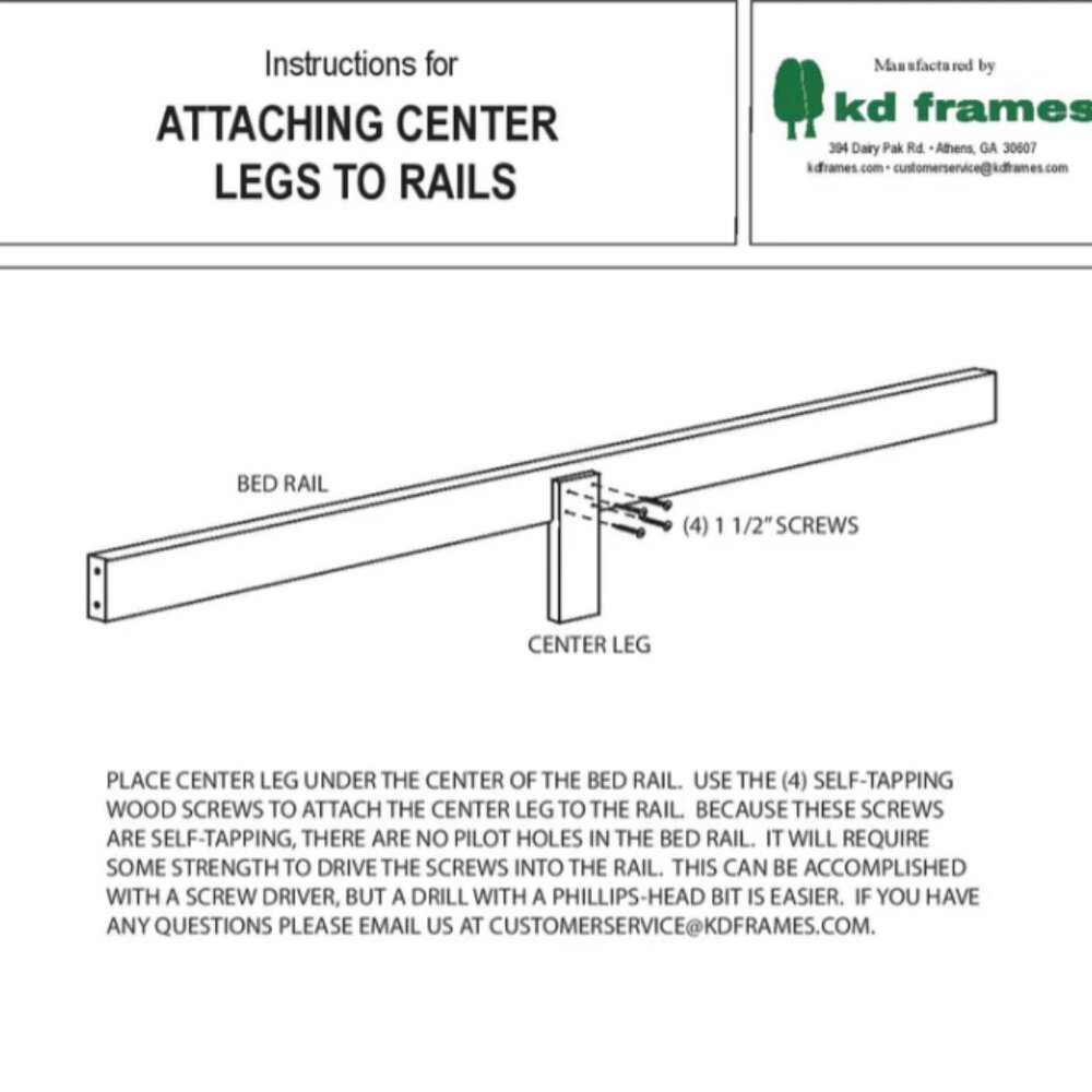 KD Frames -15" center support legs for Nomad, Charleston and Lexington bed frame